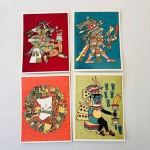 Vintage Artisan Aztec Art Handmade Postcards Hecho en Mexico